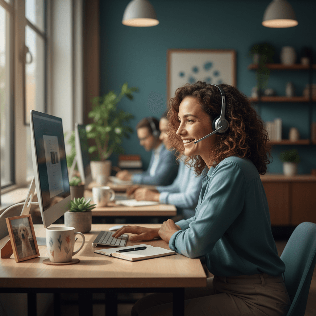 Representante de atención al cliente brindando asistencia con empatÃa